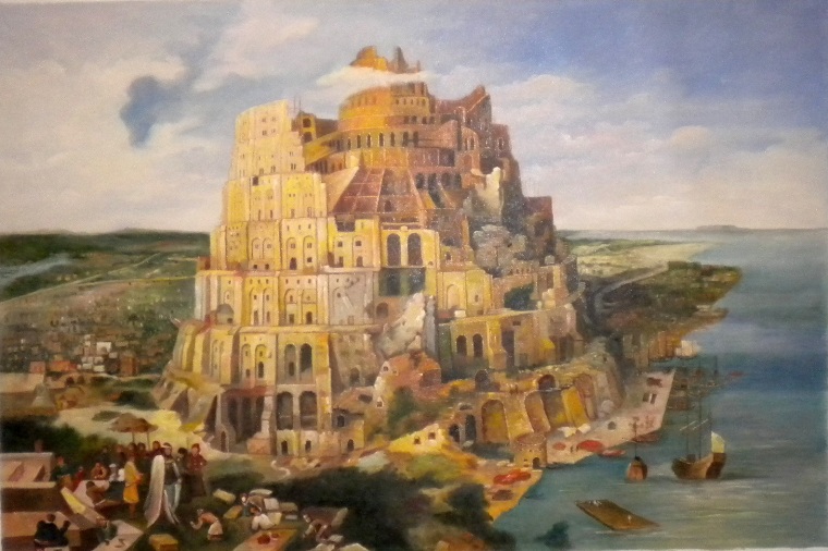 store falso d'autore La Torre de Babel 50x70 cm di Pieter Bruegel il vecchio